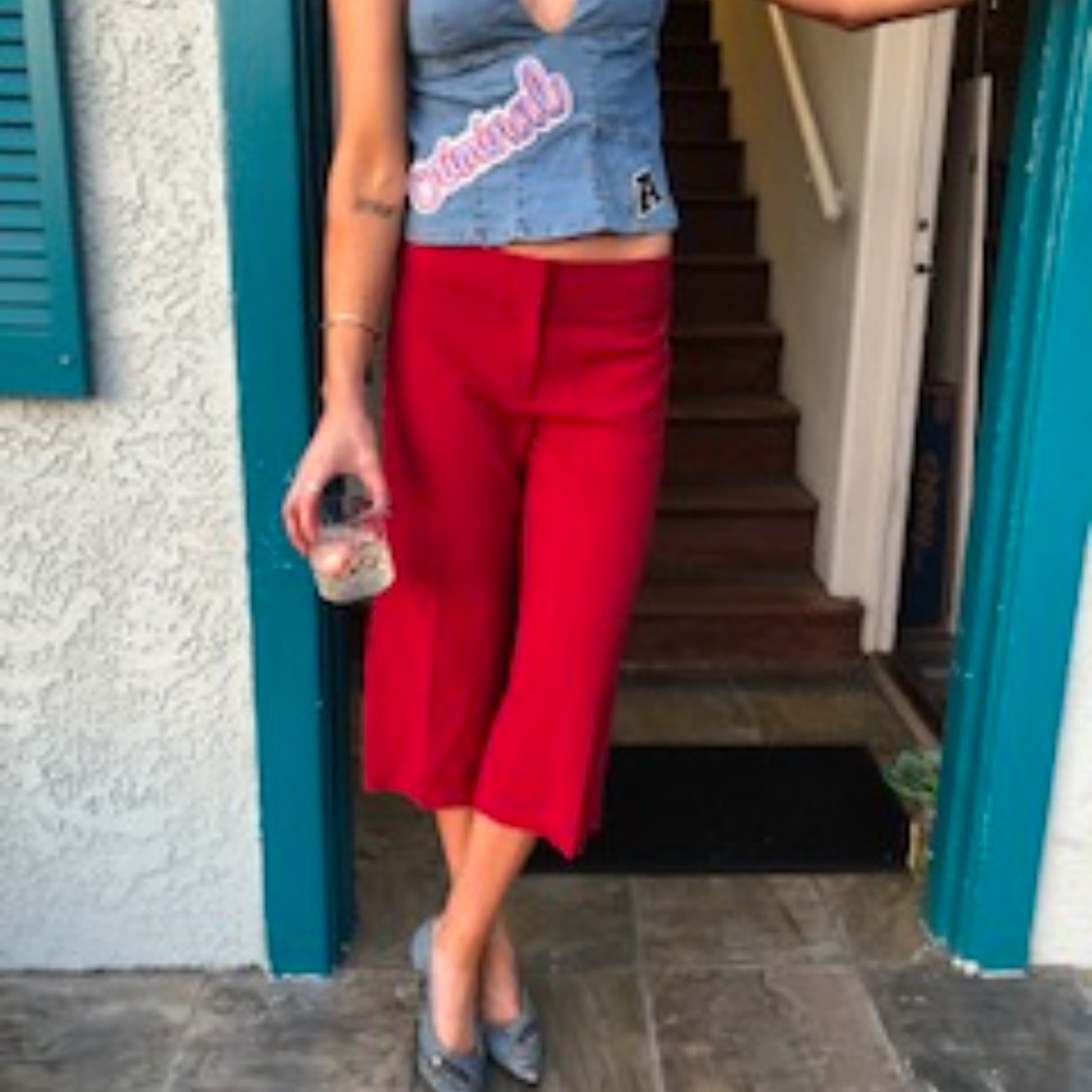 BCBG Red Tuxedo Crop Pants